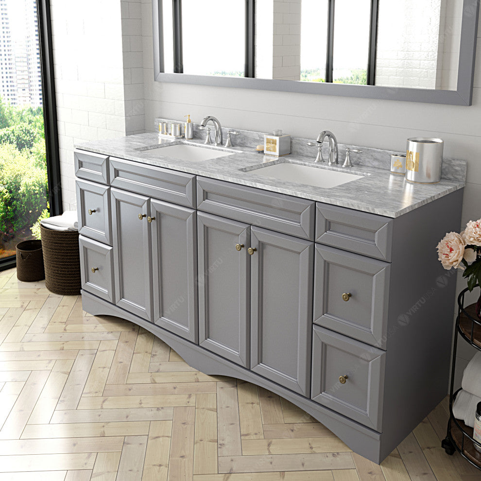 Talisa 72" Double Bathroom Vanity, Gray, No Mirror
