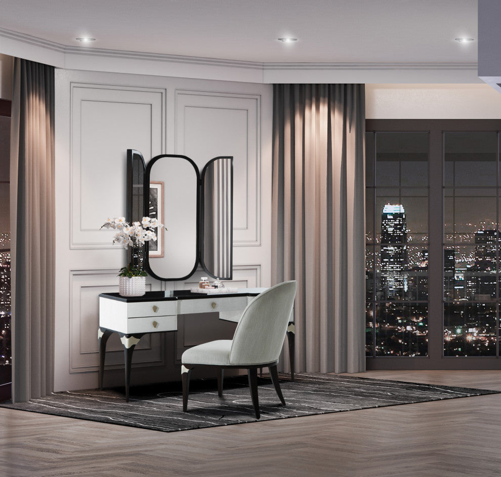 Paris Chic Vanity/Desk Chair - Oyster/Espresso