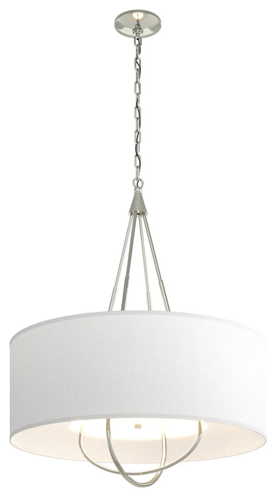 Loop Pendant, Sterling Finish, Sterling Accents, Natural Anna Shade