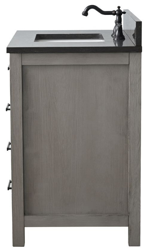Jasper 36" Bathroom Vanity, Textured Gray, Blue Limestone
