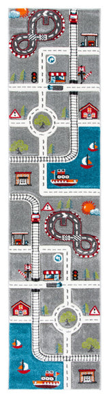 Safavieh Carousel Kids Collection CRK192F Rug, Grey/Ivory, 2'3" X 12'