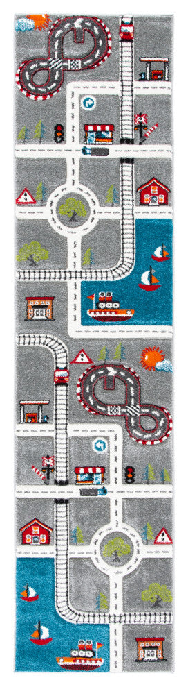 Safavieh Carousel Kids Collection CRK192F Rug, Grey/Ivory, 2'3" X 12'