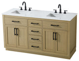 Home Living 60" Double Bathroom Vanity, Honey Brown