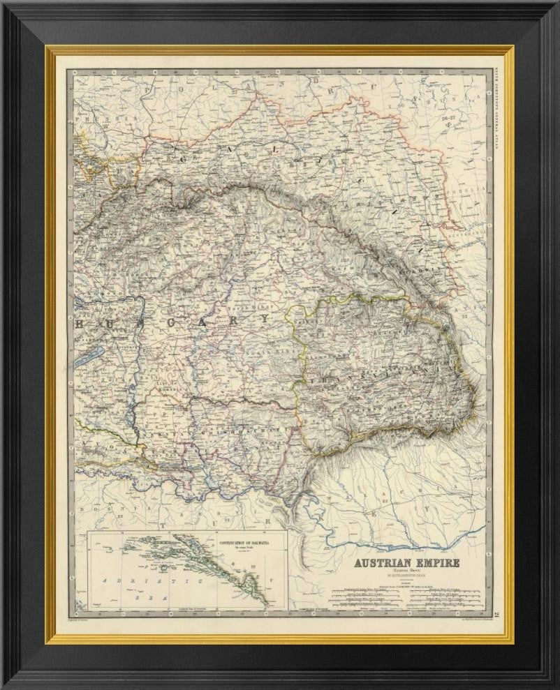 "Austria East, 1861" Framed Canvas Giclee by Alexander Keith Johnston, 21x26"