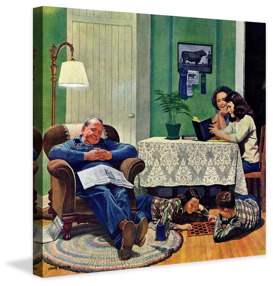 "After Dinner at the Farm" Painting Print on Canvas by John Falter