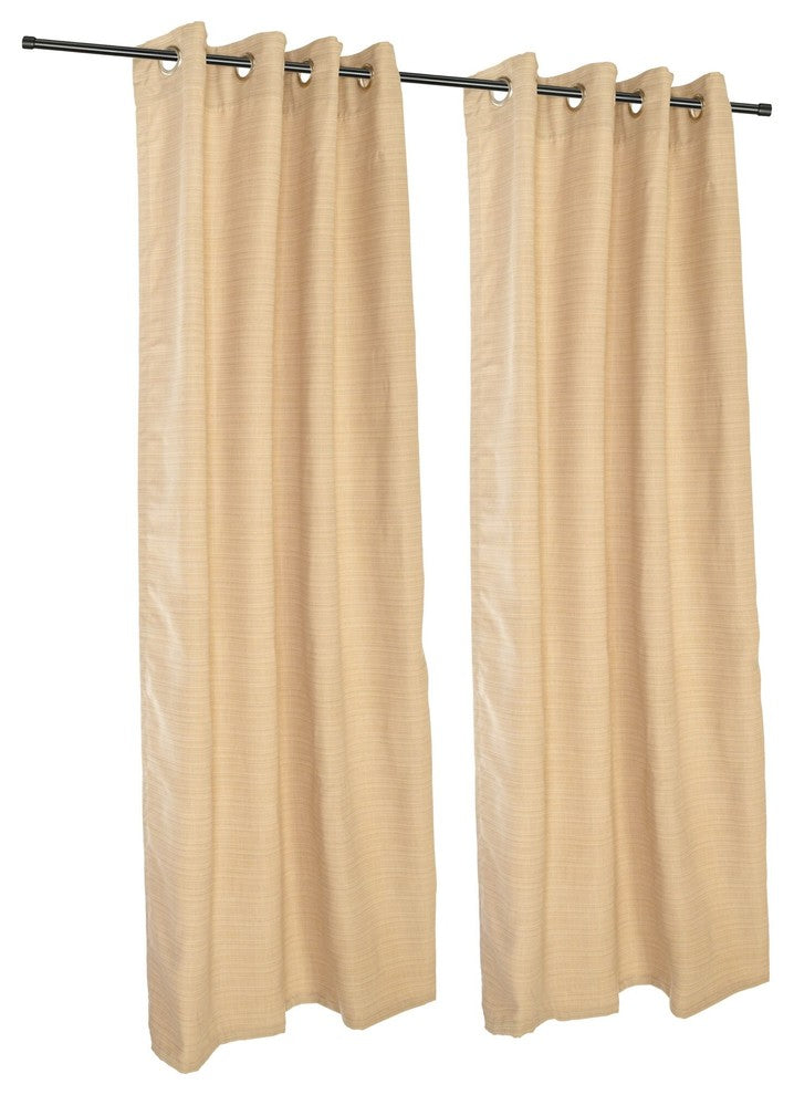 Dupione Bamboo Sunbrella Outdoor Single-Panel Curtain With Grommets, 96"