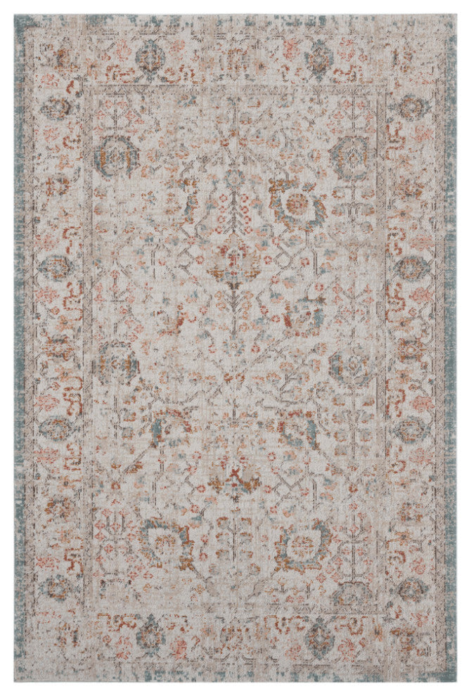 8' X 10' Beige Floral Stain Resistant Indoor Outdoor Area Rug
