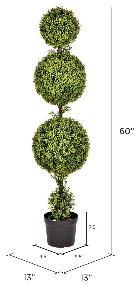Vickerman TP170760 5'  Artificial Triple Ball Green Boxwood Topiary