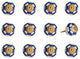 1.5" X 1.5" X 1.5" White Blue And Gold  Knobs 12 Pack