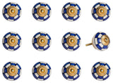 1.5" X 1.5" X 1.5" White Blue And Gold  Knobs 12 Pack