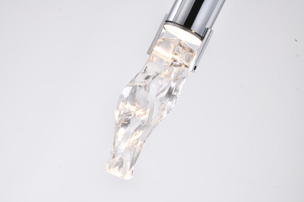 Chrome Metal LED Pendant With Clear Crystal Stone