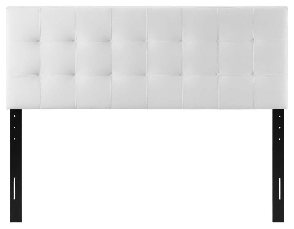 Contemporary Modern Bedroom Full Size Tufted Headboard, Velvet Fabric, White