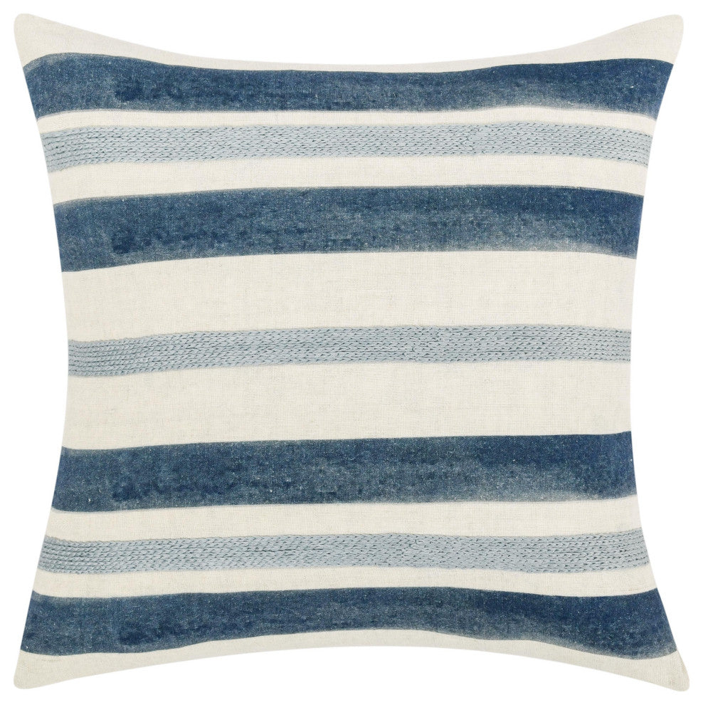 Seiano 22" Belgian Linen Fabric Blue Throw Pillow