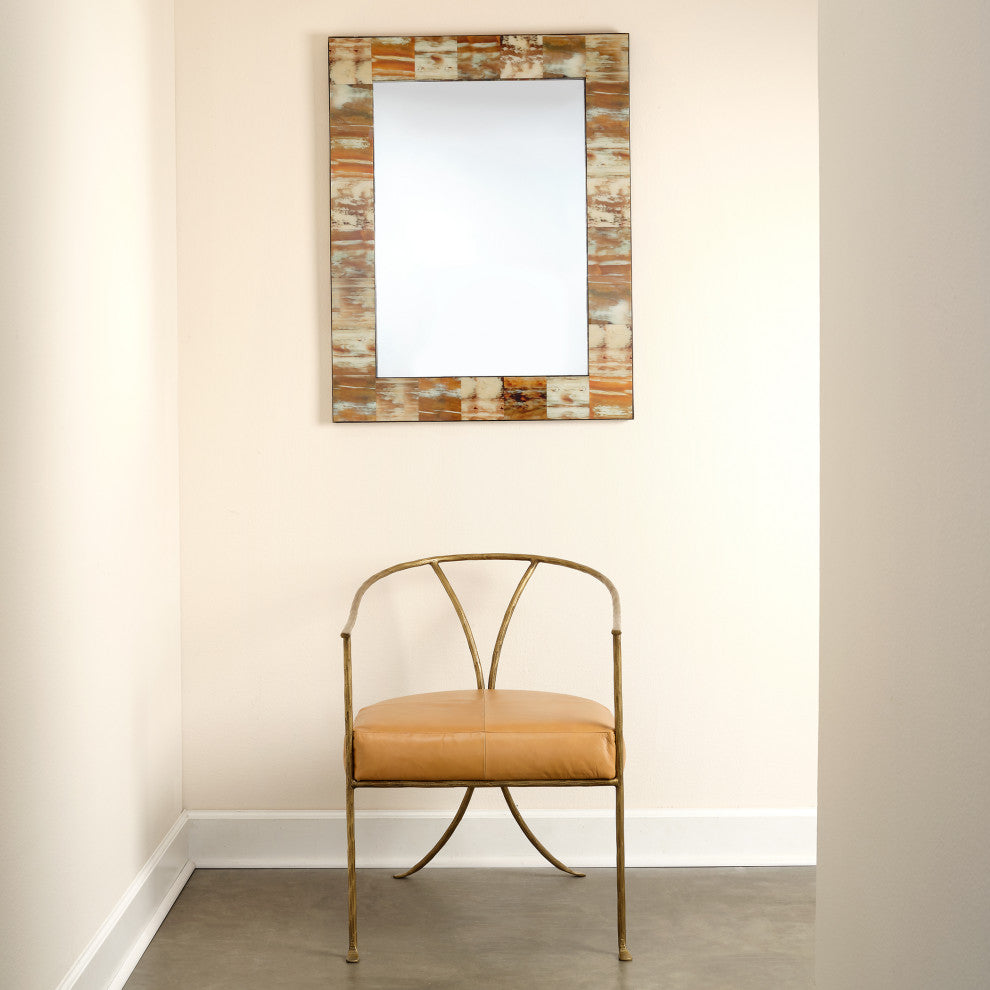 Medium Rectangular Mirror in Natural Faux Horn
