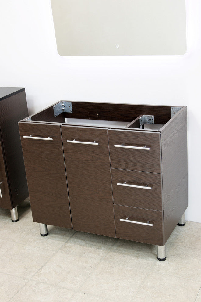 Windbay 36" Free Standing Vanity, Brown, White Integrated Sink and Countertop