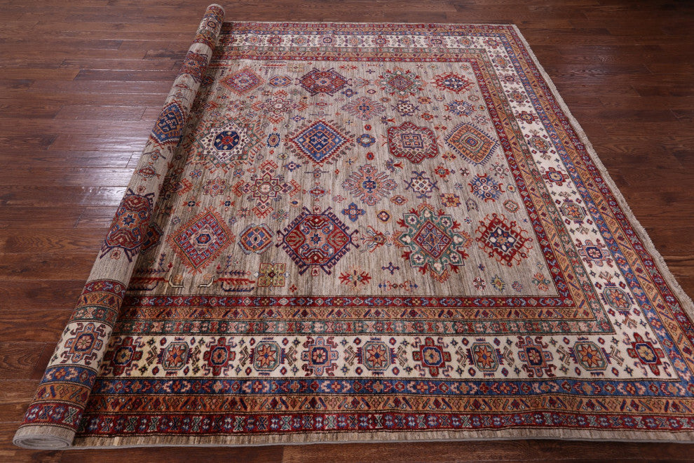 Super Kazak Hand Knotted Wool Rug 9' 2" X 11' 11" Q9776