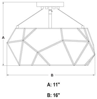 Euclid 16" 3 Light Semi-Flush Mount Aged Brass