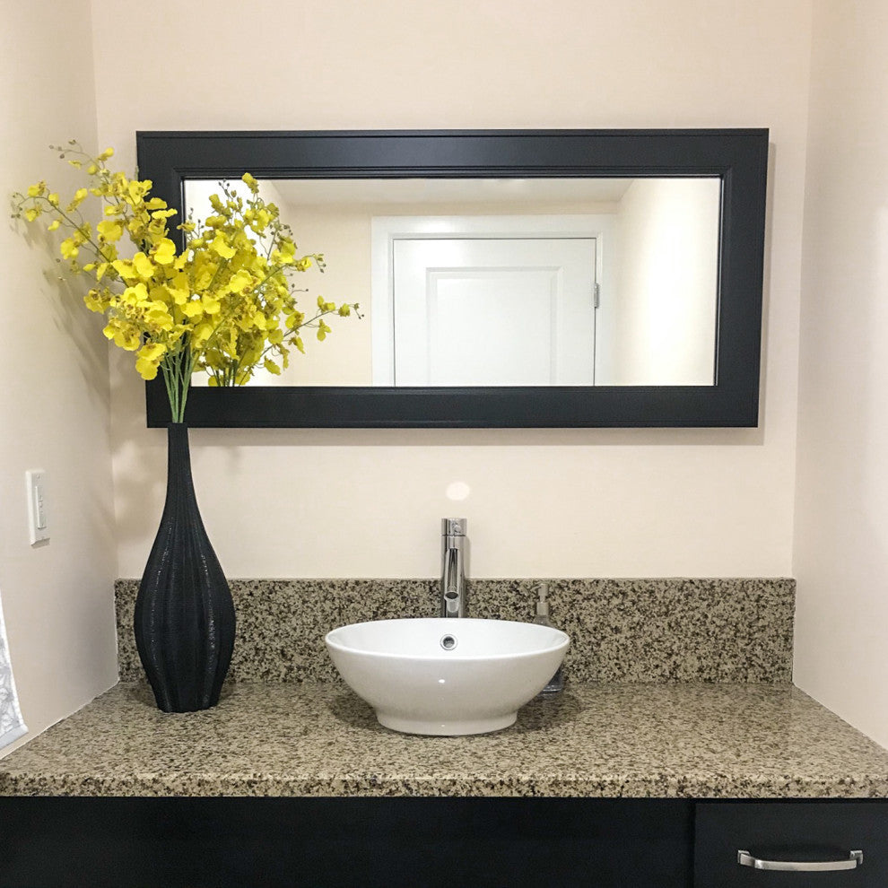 Porter Black Framed Mirror, 36"x36"