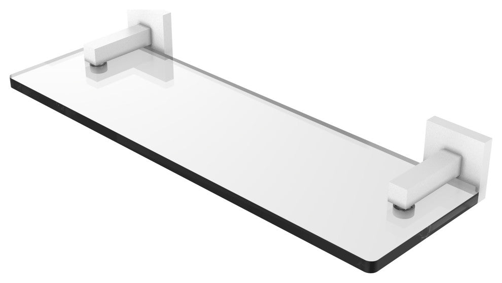Montero 16" Glass Vanity Shelf, Beveled Edges, Matte White