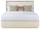 Art Deco Style Upholstered King Bed With Tortoise Inlay