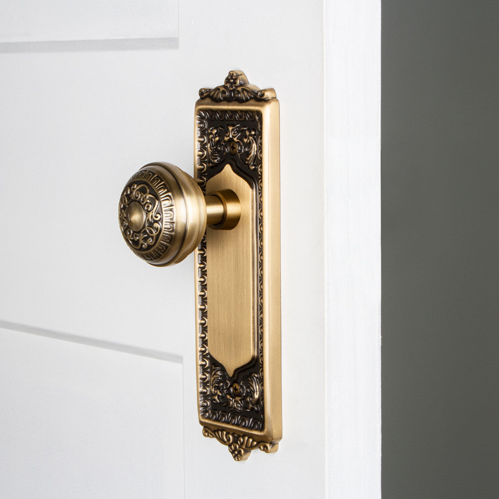 Single Egg & Dart Plate With Egg & Dart Knob, Polished Brass, Antique Brass, Sin