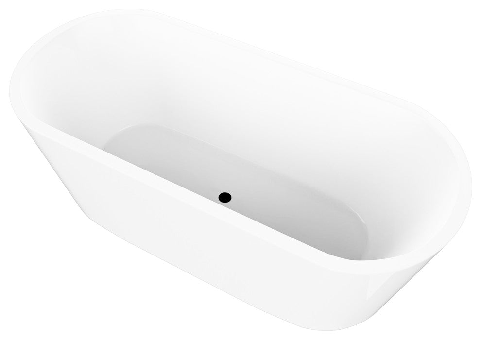 Freestanding Acrylic Bathtub, White/Integrated Overflow, 59"