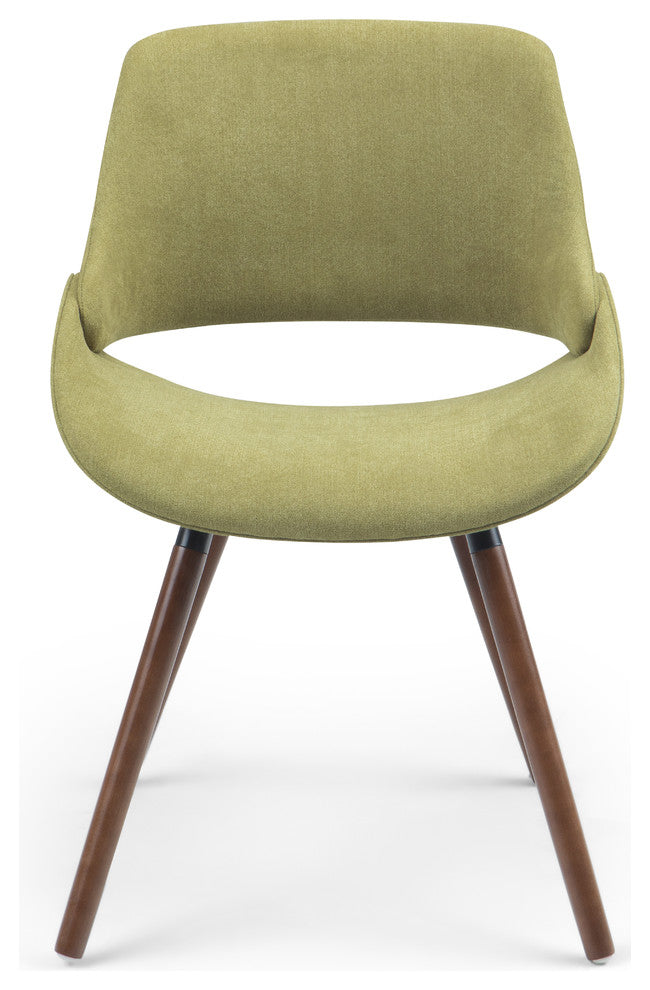 Malden Mid Century Modern Bentwood Dining Chair In Acid Green Woven Fabric