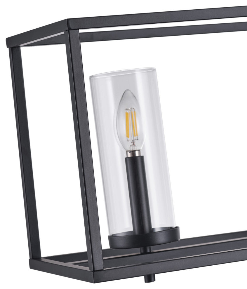 Farmhouse 5-Light Metal Frame Kitchen Island Chandelier with Glass Shades