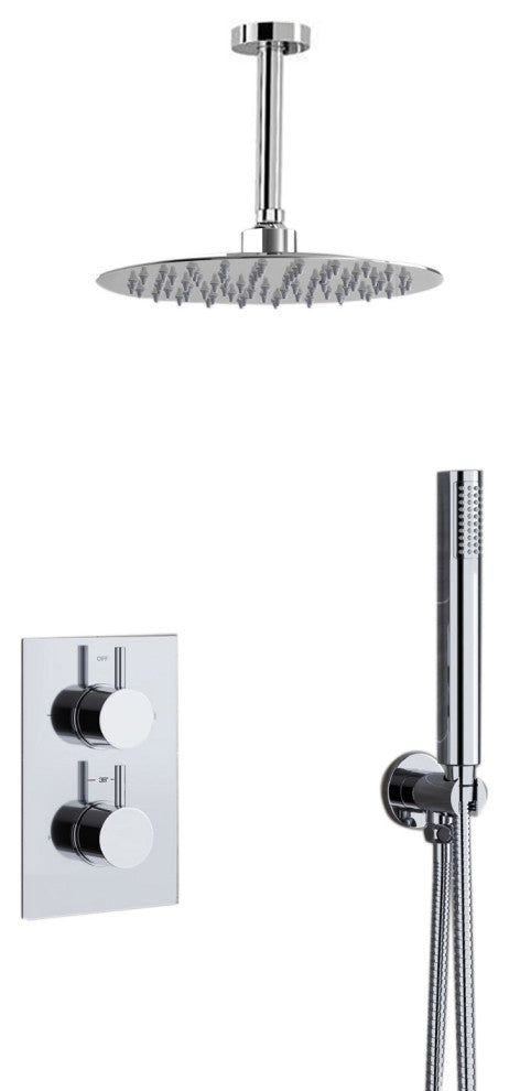 Fontana Sierra Round Ceiling Mount Ultra Thin Bathroom Shower Head Set