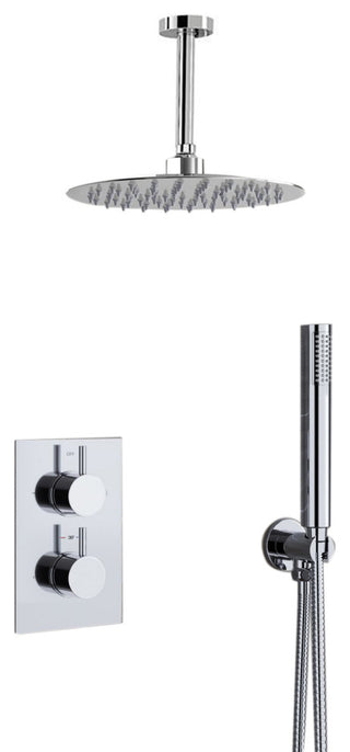 Fontana Sierra Round Ceiling Mount Ultra Thin Bathroom Shower Head Set