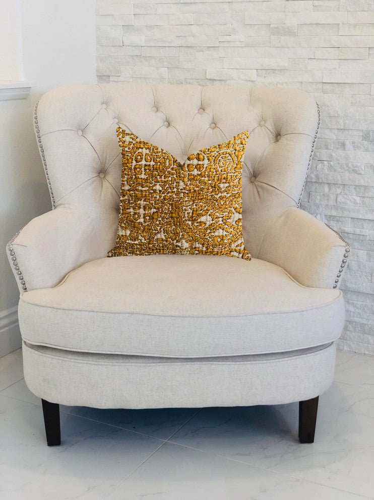 Golden Cosmo Textured Luxury Throw Pillow, 20"x30" Queen