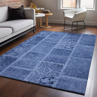 Premium Machine Washable Mayfield AMF635 Navy 5' x 7'6" Rug