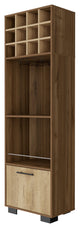 Aubree Corner Bar Cabinet with 12 Wine Cubbies, Mahogany/ Macadamia