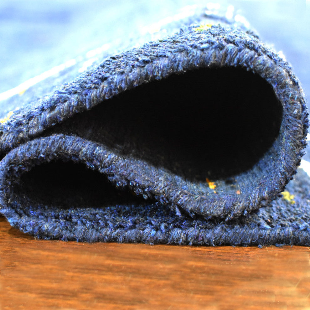 HAND KNOTTED LOOM SILK ECO-FRIENDLY AREA RUG-6'x9',Rectangle,Blue,Contemporary