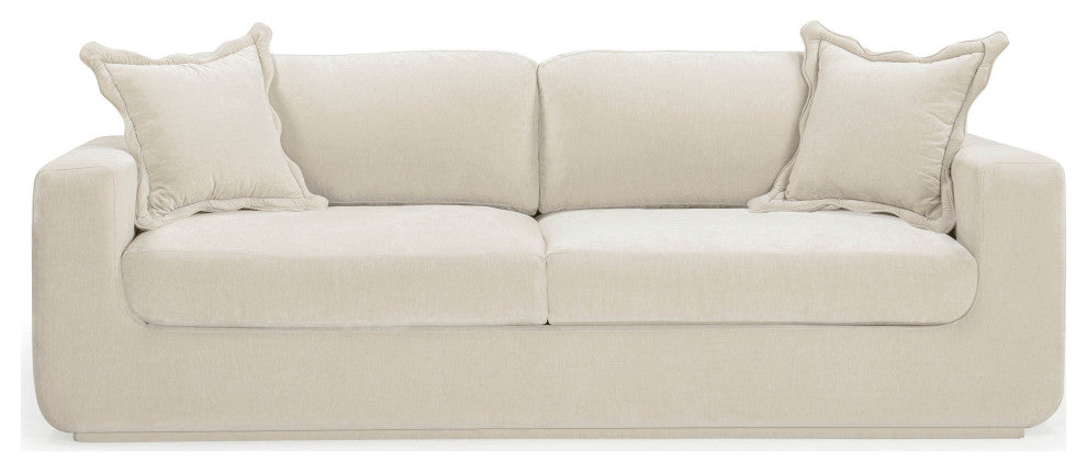 Miri Cream Upcycled Washed Velvet Sofa, Cream