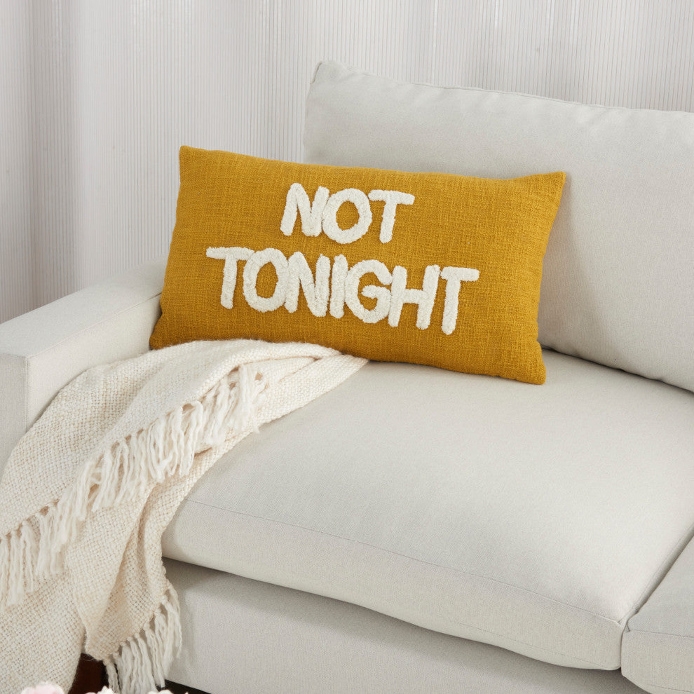 Mina Victory SH043 Throw Pillow, Mustard, 14" X 24"