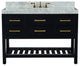 Elizabeth Bath Vanity, Black Onyx, 48", Gold Hardware, With Mirror