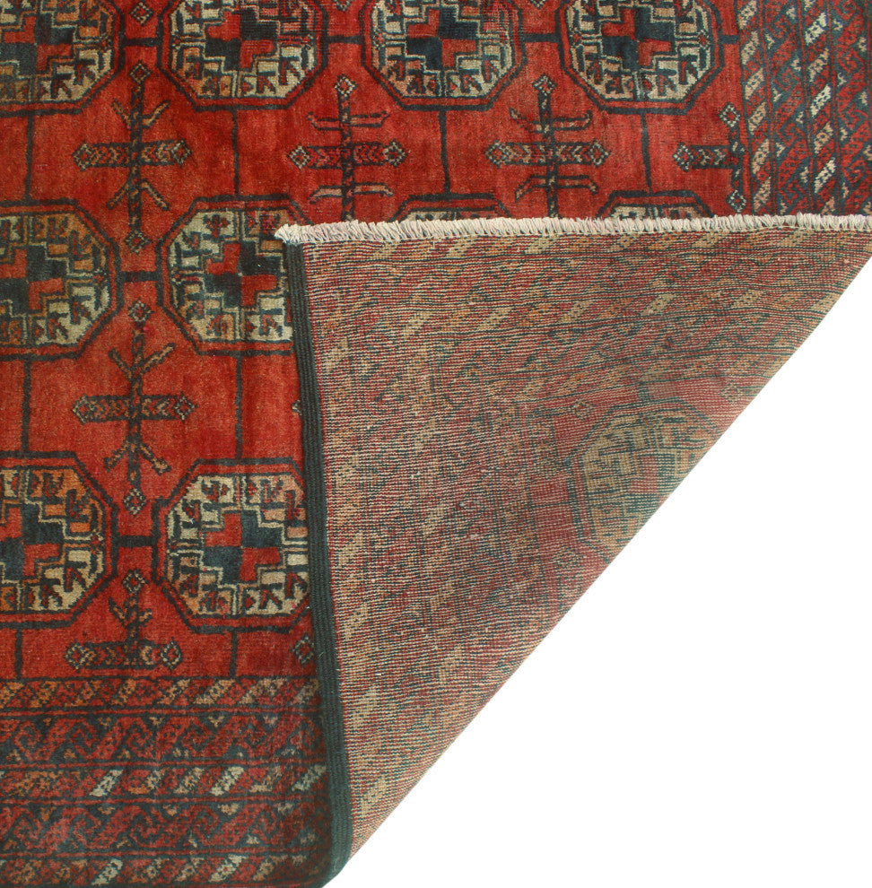 Vintage Distressed Dany Red/Black Runner, 3'11x7'8