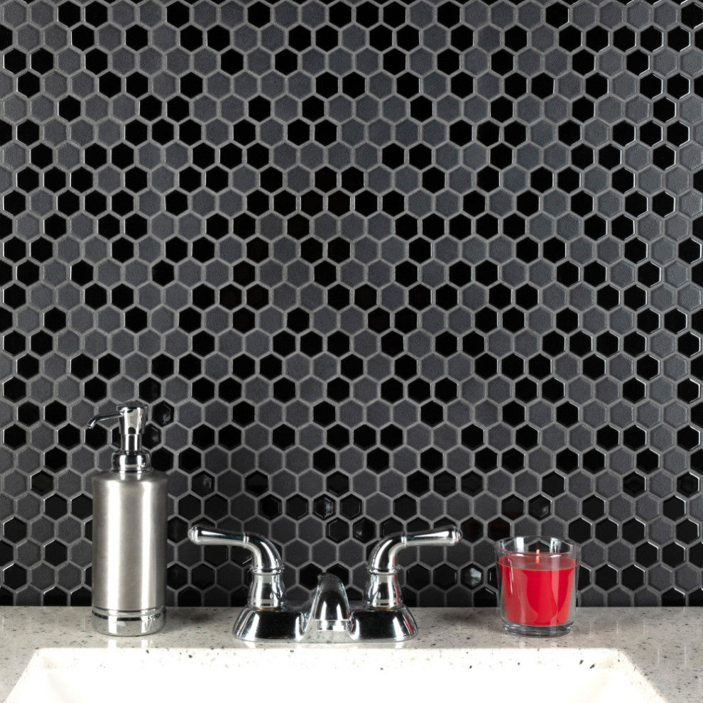 Citi Hex Black Porcelain Floor and Wall Tile