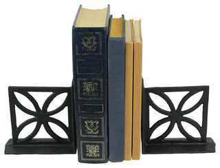 Set of 2 Cast Iron Breeze Block Bookends Mid Century Modern Home Bookshelf Deco