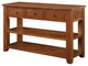 TATEUS 48" Solid Pine Wood Console Table with Storage Drawers, Brown