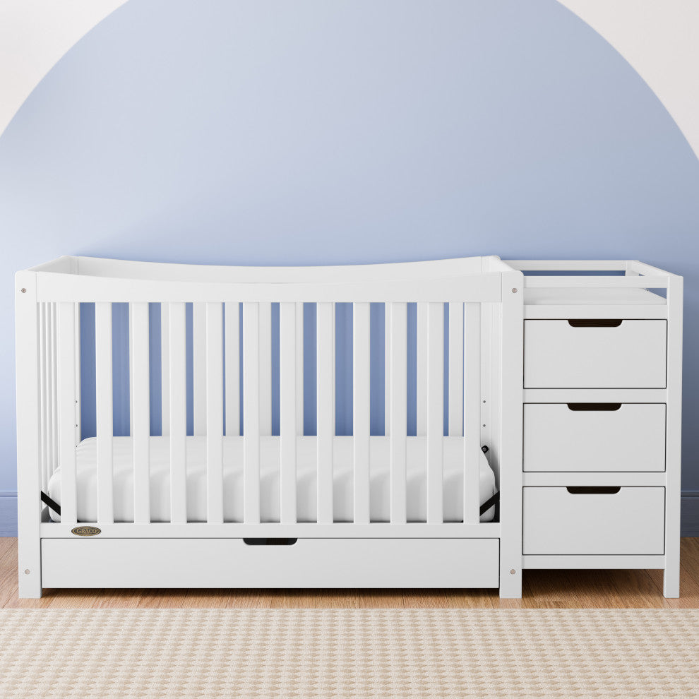 Graco Remi All-in-One Convertible Crib With Drawer and Changer, White