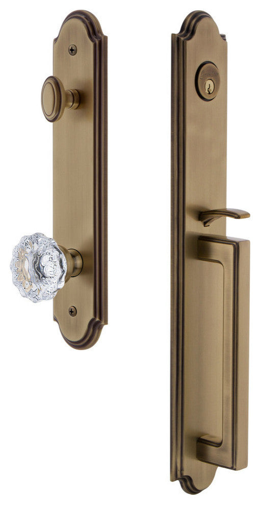 Arc 1-Piece Dummy Handleset, D Grip and Fontainebleau, Vintage Brass, 848617