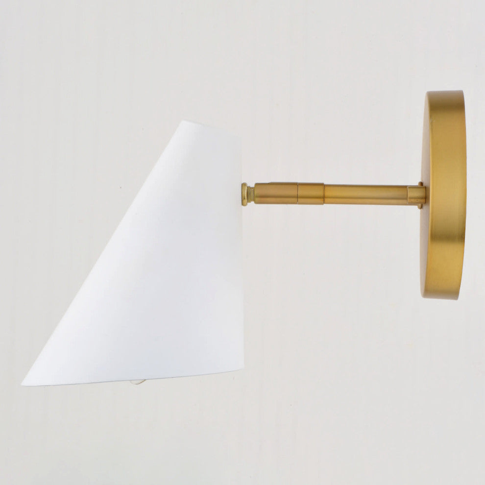 Vaxcel Lighting W0438 Pryce 7" Tall Bathroom Sconce - Matte White / Satin Brass