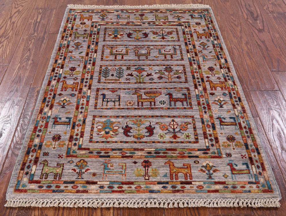 Tribal Persian Gabbeh Handmade Rug 2' 8" X 3' 9" Q8391