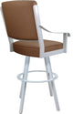 Leather Swivel Metal Bar Stool - Memphis on Warren Base, Brown Leather on White, 26"