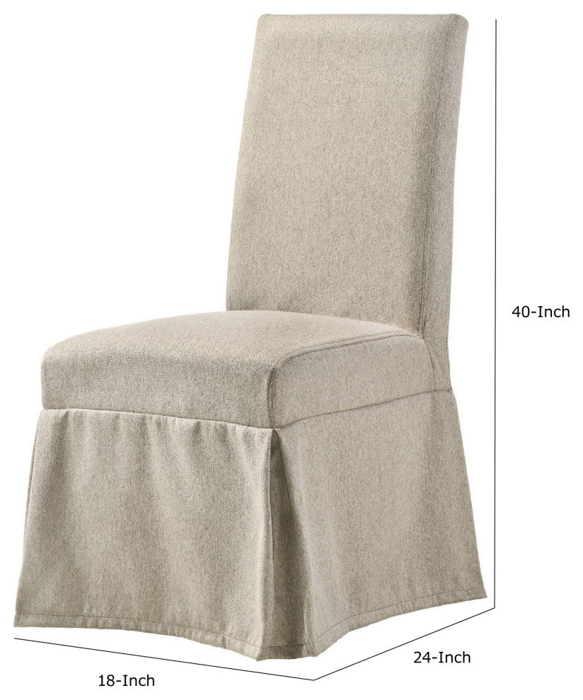 Benzara BM280304 Modern Fabric Skirted Dining Chair, Rubberwood, Set of 2, Beige