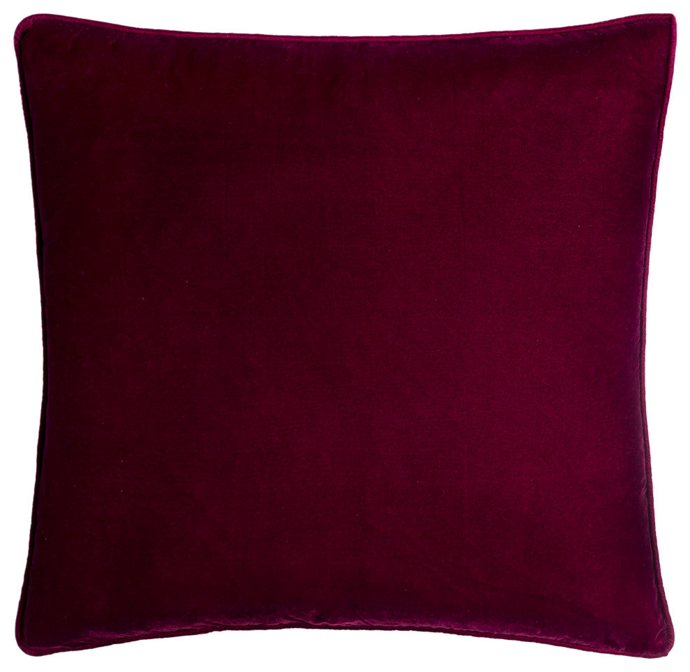 Surya Velvet Glam Burgundy Pillow Shell With Polyester Insert 20"H X 20"W