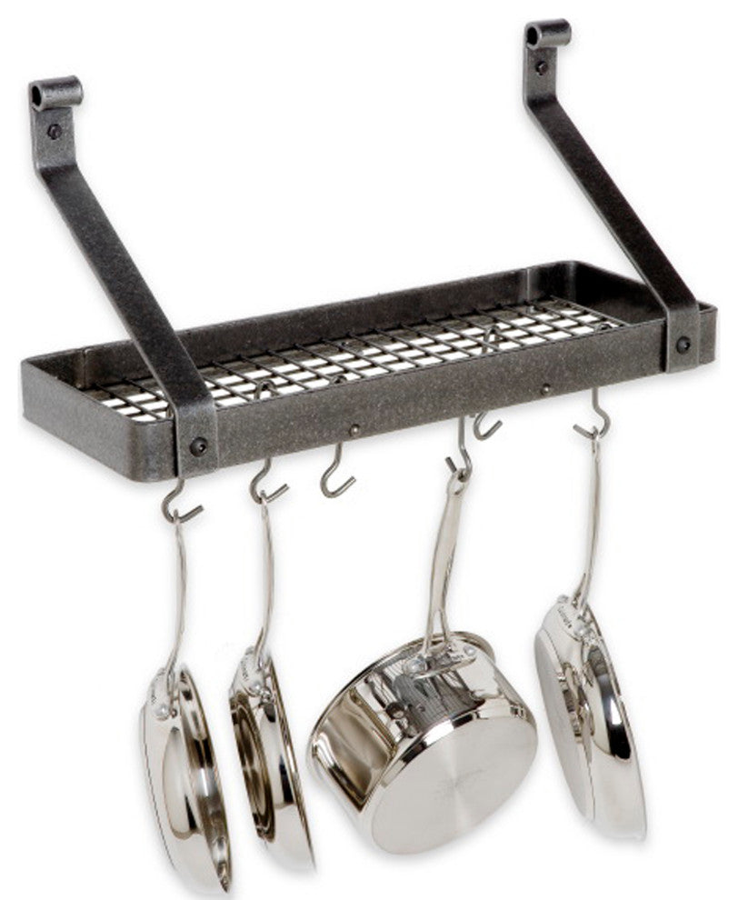 Handcrafted 24" Gourmet Bookshelf Wall Rack w 12 Hooks Hammered Steel