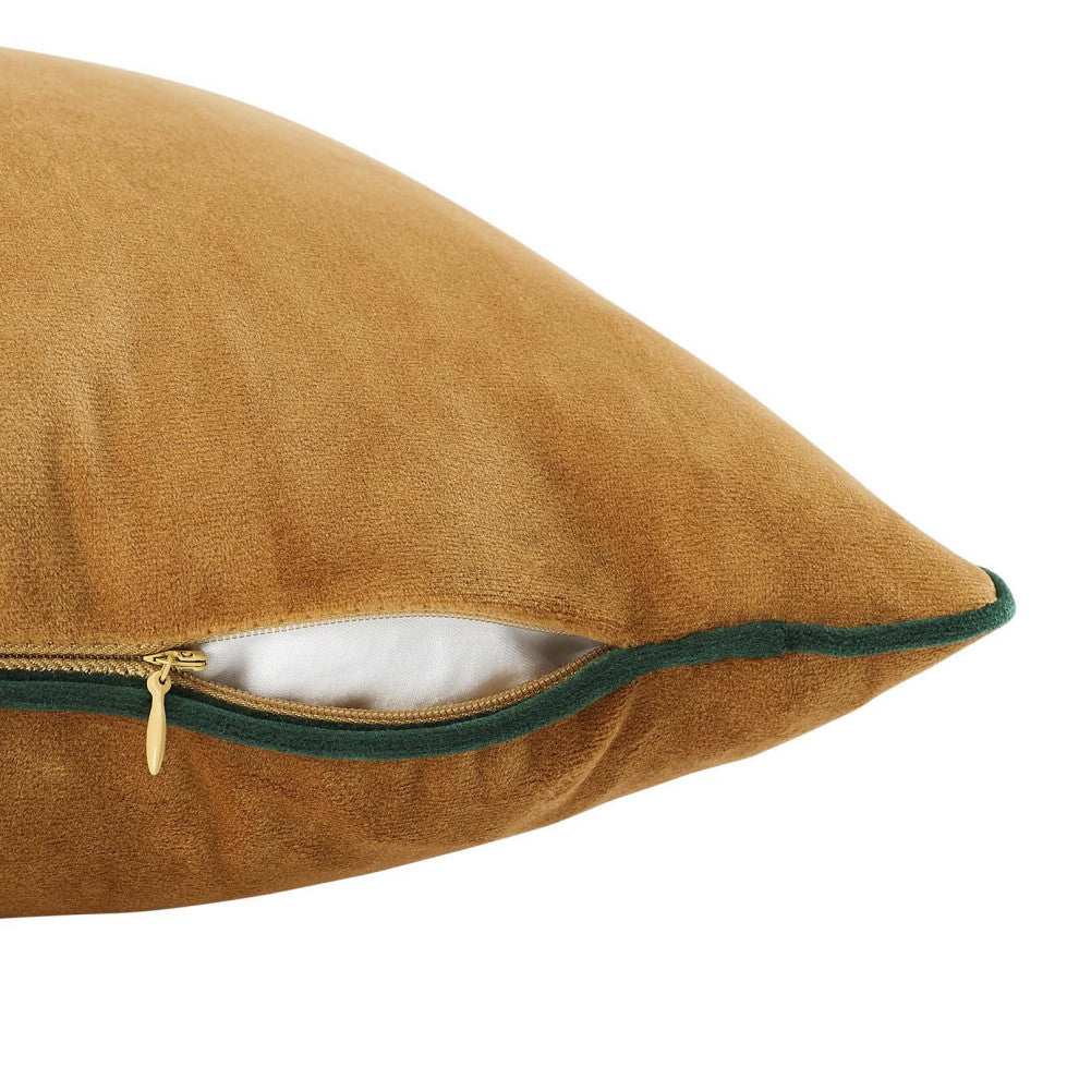 Accent Throw Pillow, Velvet, Brown Green, Modern, Living Lounge Hospitality
